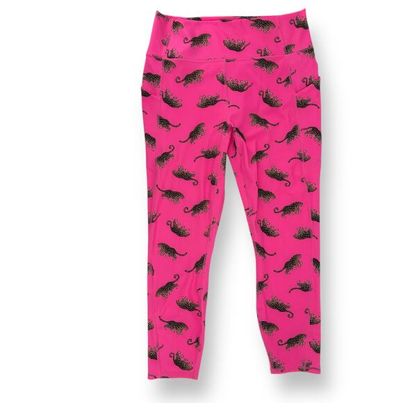 Fabletics Oasis PureLuxe High-Waisted 7/8 Leggings Sz XL Hot Pink Leopard Print - Picture 1 of 5